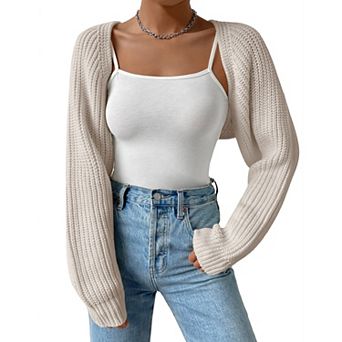 Women's Bolero Shrug Sweater Croped Cardigan Sweater Open Front Knit