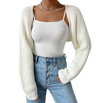 Women's Bolero Shrug Sweater Croped Cardigan Sweater Open Front Knit