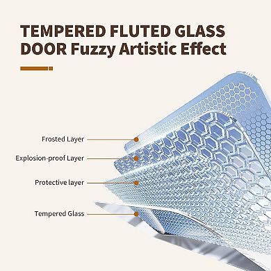Wood Buffet Cabinet with Tempered Glass Doors, Sturdy Sideboard with Storage
