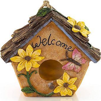 Flower Garden Welcome Hanging Bird House