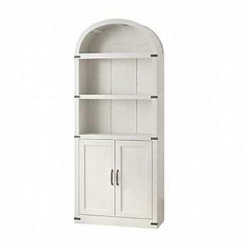 Arched Bookcase with doors, Farmhouse Bookshelf, Cabinet with Shelves for Office and Living Room