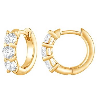 Diamond Brilliance 18k Gold Over Silver 1 Carat T.W. Hoop Earrings