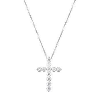Diamond Brilliance Sterling Silver 1 Carat T.W. Lab-Grown Diamond Cross Pendant Necklace