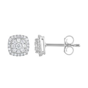 Diamond Brilliance Sterling Silver 1/3 Carat T.W. Lab Created Diamond Cushion Halo Stud Earrings