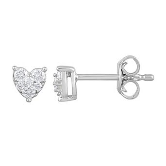 Diamond Brilliance Sterling Silver 1/4 Carat T.W. Lab-Grown Diamond Heart Stud Earrings