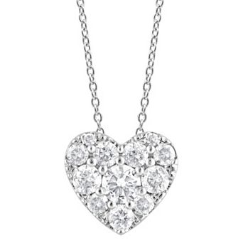 Diamond Brilliance Sterling Silver 1/2 Carat T. W. Lab-Grown Diamond Cluster Heart Pendant Necklace