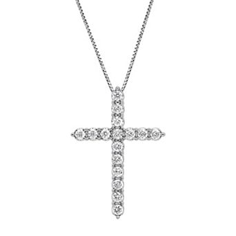 Diamond Brilliance Sterling Silver 1/2 Carat T.W. Lab-Grown Diamond Cross Pendant Necklace
