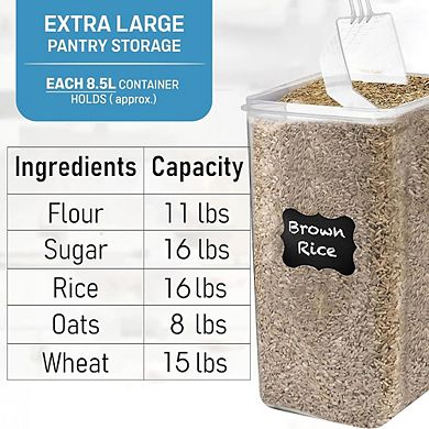 8.5L Extra Large Airtight Food Storage Containers, 2 Pack, BPA-Free