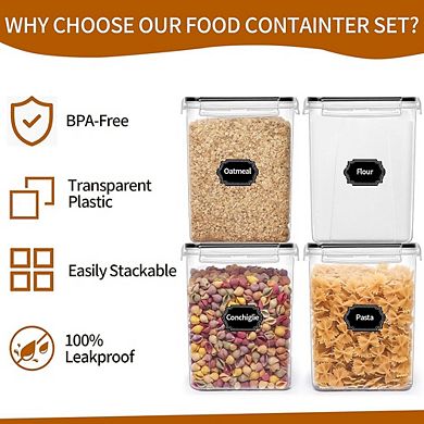 4-Piece 5.2L Airtight Food Storage Containers, BPA-Free Plastic for Kitchen Organization