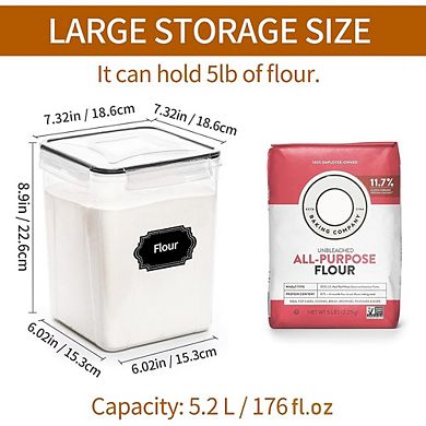 4-Piece 5.2L Airtight Food Storage Containers, BPA-Free Plastic for Kitchen Organization