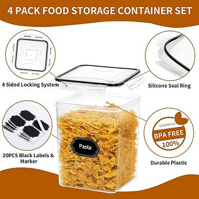 4-Piece 5.2L Airtight Food Storage Containers, BPA-Free Plastic for Kitchen Organization