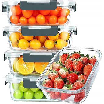 5-Pack 30oz Glass Meal Prep Containers with Lids, Multi-Safe