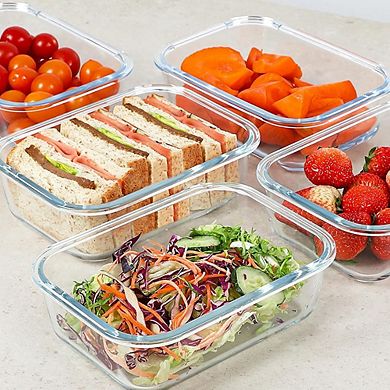 5-Pack 30oz Glass Meal Prep Containers with Lids, Multi-Safe