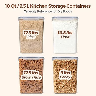 2-Pack 9.5L Airtight Rice and Food Storage Containers with Lids