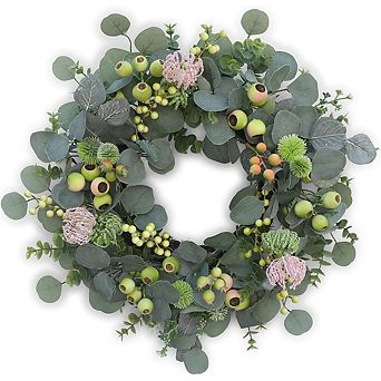 Eucalyptus Berry Wreath for Front Door 20 Inch