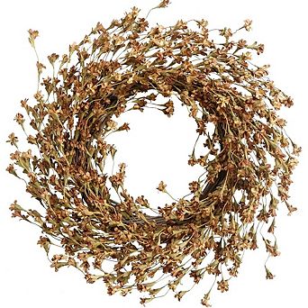 20" Fall Forsythia Wreath for Door & Wall - Thanksgiving Home Decor (Brown)