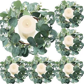 6 Pack 12 Inch Artificial Eucalyptus Wreaths for Front Door Spring Summer Decor
