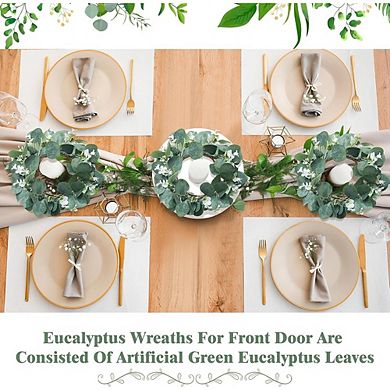 6 Pack 12 Inch Artificial Eucalyptus Wreaths for Front Door Spring Summer Decor