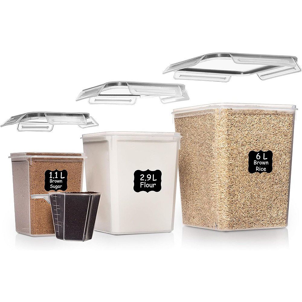 3-Piece Airtight Food Storage Container Set, 6L, 2.9L & 1.1L, BPA-Free