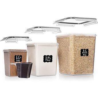 3 pc Airtight Food Storage Container Set, 6L, 2.9L & 1.1L, BPA-Free