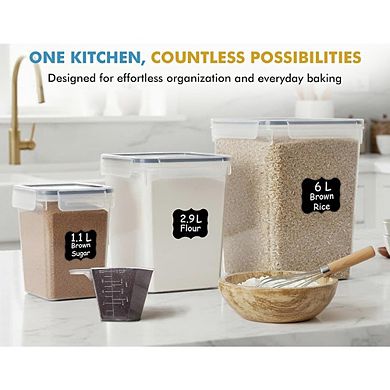 3-Piece Airtight Food Storage Container Set, 6L, 2.9L & 1.1L, BPA-Free