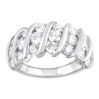 Diamond Brilliance Sterling Silver 3 Carat T.W. Lab-Grown Diamond Multi-Row Swirl Ring