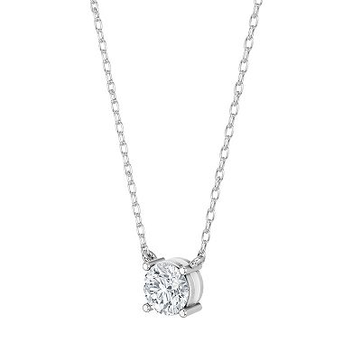 Diamond Brilliance Sterling Silver 1 Carat T.W. Lab-Grown Diamond Solitaire Pendant Necklace