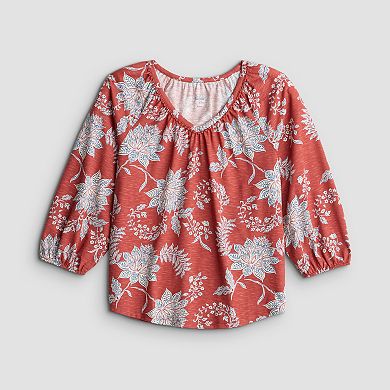 Petite Croft & Barrow® Bobble V-Neck Blouse