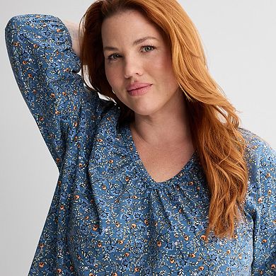 Plus Size Croft & Barrow® Bobble V-Neck Blouse