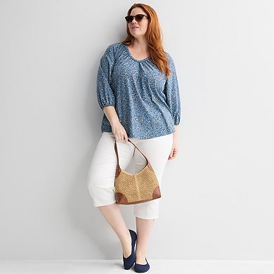 Plus Size Croft & Barrow® Bobble V-Neck Blouse