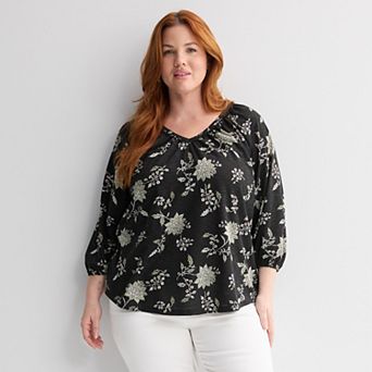 Plus Size Croft & Barrow® Bobble V-Neck Blouse