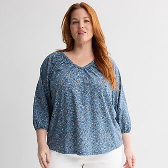 Plus Size Croft & Barrow® Bobble V-Neck Blouse