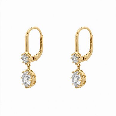 PRIMROSE Sterling Silver Double Cubic Zirconia Drop Earrings