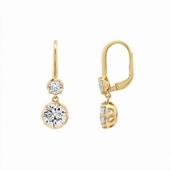 PRIMROSE Sterling Silver Double Cubic Zirconia Drop Earrings
