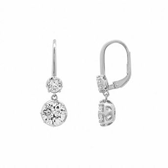 PRIMROSE Sterling Silver Double Cubic Zirconia Drop Earrings