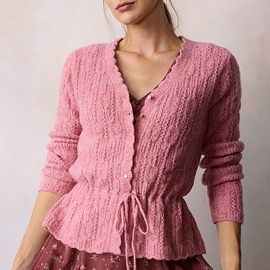Women's LC Lauren Conrad Tie Front Pointelle Cardigan Sweater