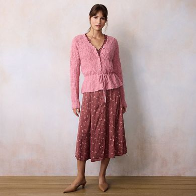 Women's LC Lauren Conrad Tie Front Pointelle Cardigan Sweater