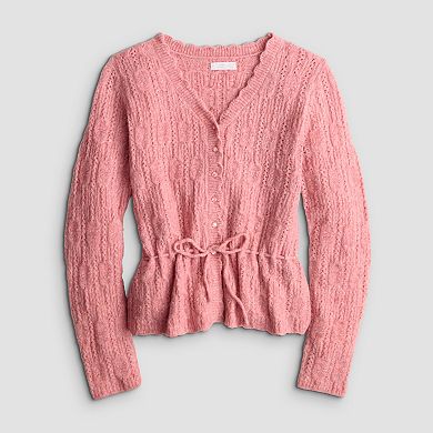 Women's LC Lauren Conrad Tie Front Pointelle Cardigan Sweater
