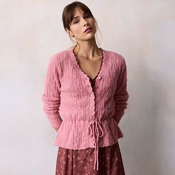 Women's LC Lauren Conrad Tie Front Pointelle Cardigan Sweater