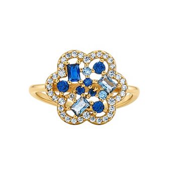 PRIMROSE Sterling Silver Cubic Zirconia Flower Ring