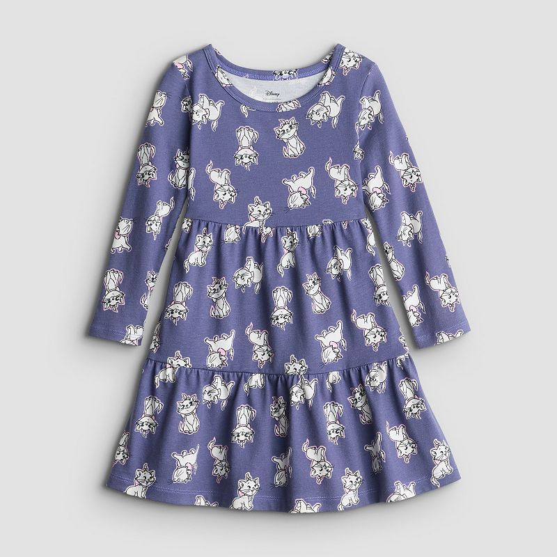Baby & Toddler Girl Jumping Beans Disney's Aristocats Marie Long Sleeve Tiered Jersey Dress, Toddler Girl's, Size: 3T, Purple Marie Tossed