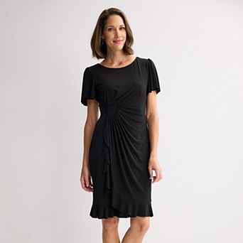 Petite Studio Connection Side Ruching with Flutter Sleeves Dress