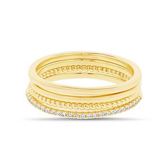 Aquamir Gold Tone Cubic Zirconia Waterproof 4 pc Ring Set