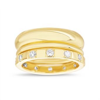 Aquamir Gold Tone Cubic Zirconia 3 pc Ring Set