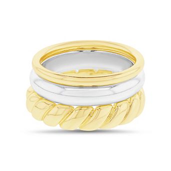 Aquamir Two Tone Waterproof Polished 3 pc Ring Set