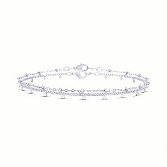 Aquamir Layered Beaded Chain Anklet Duo Set