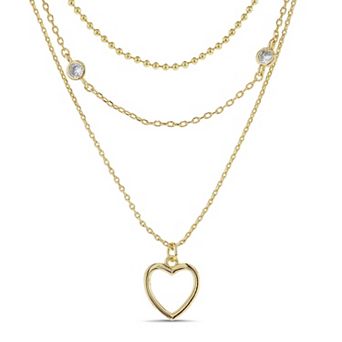 Aquamir Waterproof Cubic Zirconia Heart Layered Necklace