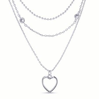 Aquamir Waterproof Cubic Zirconia Heart Layered Necklace