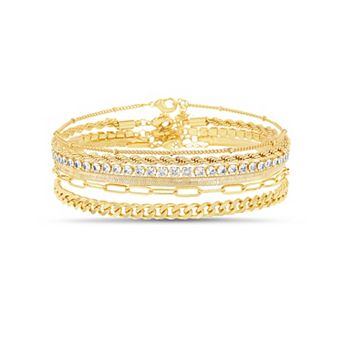 Aquamir Gold Tone Waterproof 5 pc Chain Anklet Set