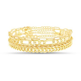Aquamir Gold Tone Waterproof 4 pc Chain Bracelet Set